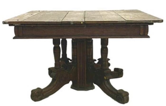 Victorian Square Oak Breakfast Table with Hidden Drawer