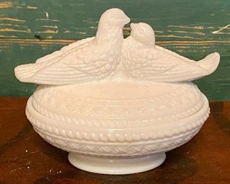 Milk Glass Dove Dish