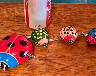 Vintage HS Tin Toy Lady Bug Family