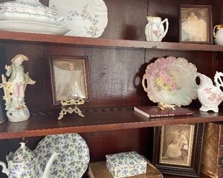 Teapot, plates, coaster set, gravy boat, vintage books, porcelain