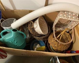 Baskets, watering can