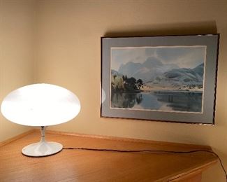 Super cool MCM lamp, framed art