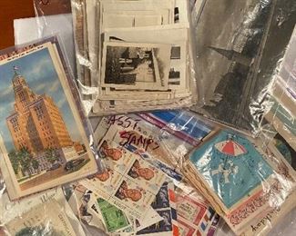 Ephemera - stamps, Girl Scout badges, vintage greeting cards, postcards from U.S. and Europe