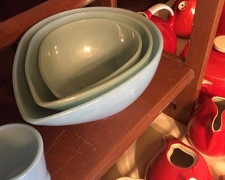 rare blue FireKing teardrop bowl set of 3