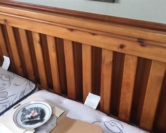 Lovely wood King bed frame with pristine mattress set