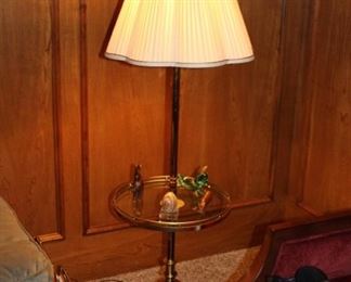 Great corner table and lamp, heavy 