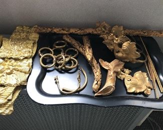 gilded pieces, brass and copper