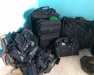 leather and nylon luggage, and luggage rack