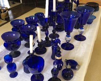 Extensive collection of blue glass