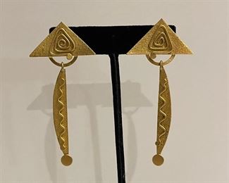 leslie sterling silver 18k gold plated earrings - around 3 inches in length  - price 100 dollars  
