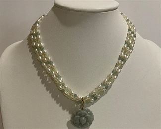 Pearl and jade necklace - 18 inches in length - price 100 dollars   