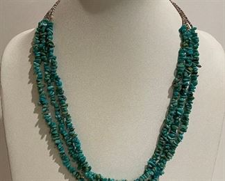 Turquoise native American necklace - 24 inches in length - price 100 dollars