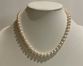 Pearl necklace with magnetic clasp - 17 1/2 inches in length - price 50 dollars 