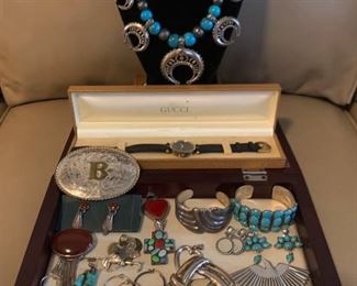 Turquoise Necklace by Caroline Pollack, Gucci Watch, Plus