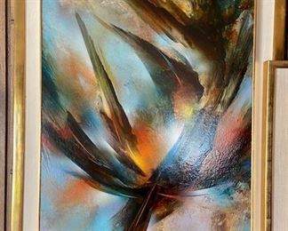 Leonardo Nierman abstract acrylic on masonite, signed original