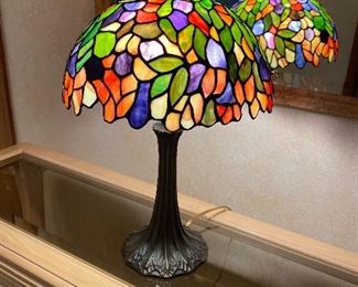Tiffany-style stained glass/metal lamp