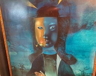Oil on Canvas "Blue Smoker" by Jakov Feldman