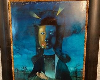 Oil on Canvas "Blue Smoker" by Jakov Feldman
