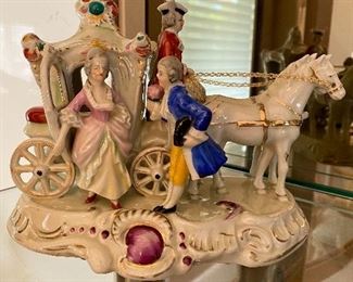 Vintage Porcelain Cinderella Horse Drawn Carriage Figurine 