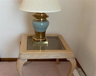 Gold and Seafoam Blue Ceramic Table Lamp (2)