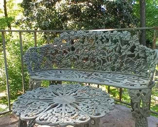 Metal bench and table