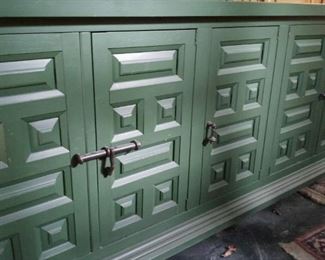 Drexel Vintage painted green buffet cabinet