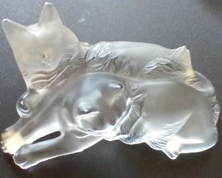 Signed Lalique Cats figurine  