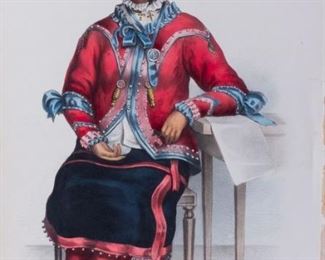 19c McKenney Hall Lithograph Tshusick Ojibway Woman