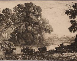 Claude Lorrain Etching "The Cowherd" 1636
