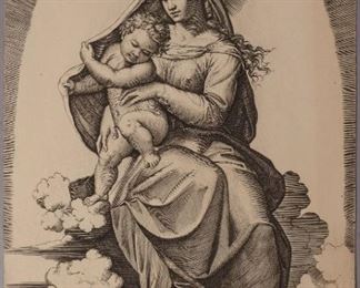 Marcantonio Raimondi Etching "Madonna and Child" c 1512