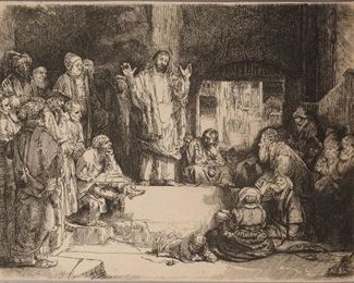 Rembrandt Van Rijn Etching "Christ Preaching" c1652