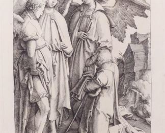 Durand After Lucas van Leyden Abraham Kneeling w Angels