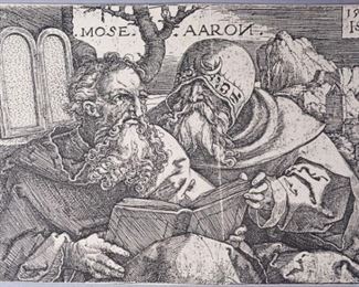 Hans Sebald Beham Engraving of Moses & Aaron 1526