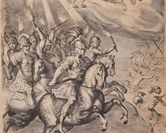 Franz Cleyn Engraving Aurora Classical Battle Scene