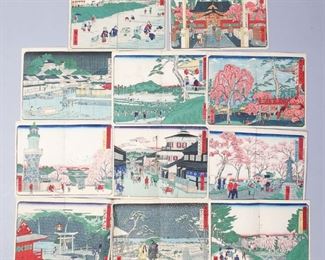 19c Booklet of Japanese Prints Famous Places Tokyo Gwa