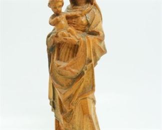 Fine Antique Wooden Carving of Mary & Baby Jesus