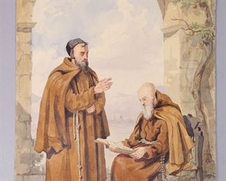 AJ Strutt 1839 Ptg Priest & Monk in Montughi Florence