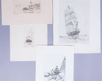 Group 4 George Gale Nautical Theme Signed Etchings