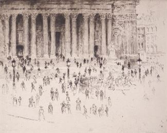 Joseph Pennell Etching The Pavement, St. Paul's London