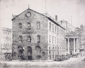 Henry J Peck The Old Market House Providence Etching 