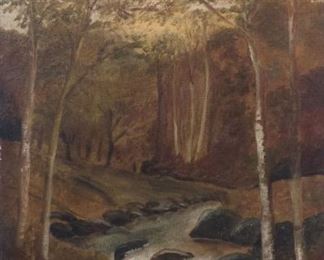 Woodland Stream Landscape Painting W Walton 1919