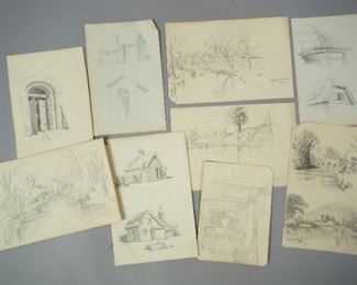 Drawing Archive Signed HW Landscapes Ontario Canada
