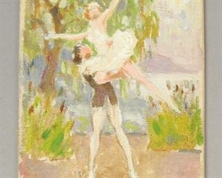 Nikolai Becker Oil Ptg Mini Study Dancing Ballerinas