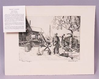 Lionel Barrymore Point Magu Old Boat Builder Etching