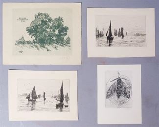 Group 4 Etchings of Seascapes & Nature incl Ferrier