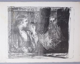 Adolf Benca Signed Abstract Scene Print 1985 
