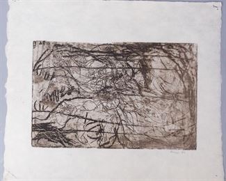 Adolf Benca Signed Abstract Skeleton Etching 1973