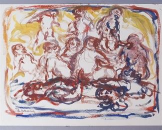 Adolf Benca Signed Painting Group Of Nudes 1983