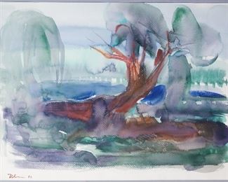 Adolf Benca Signed Painting Watercolor Landscape 1983 