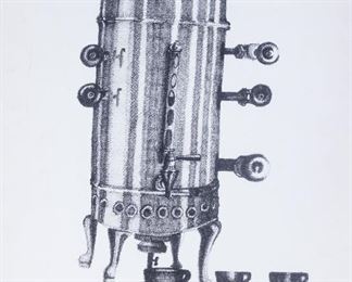 1950-60s Diner Style Chrome Coffee Urn Ink Drawing